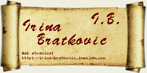 Irina Bratković vizit kartica